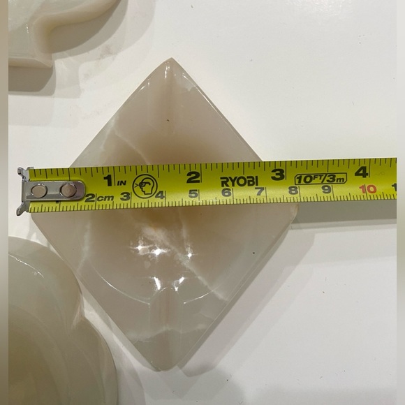 Vintage MCM Set 4 Onyx Alabaster Paper Weight Ashtray Spade Diamond Heart Club - Picture 10 of 13